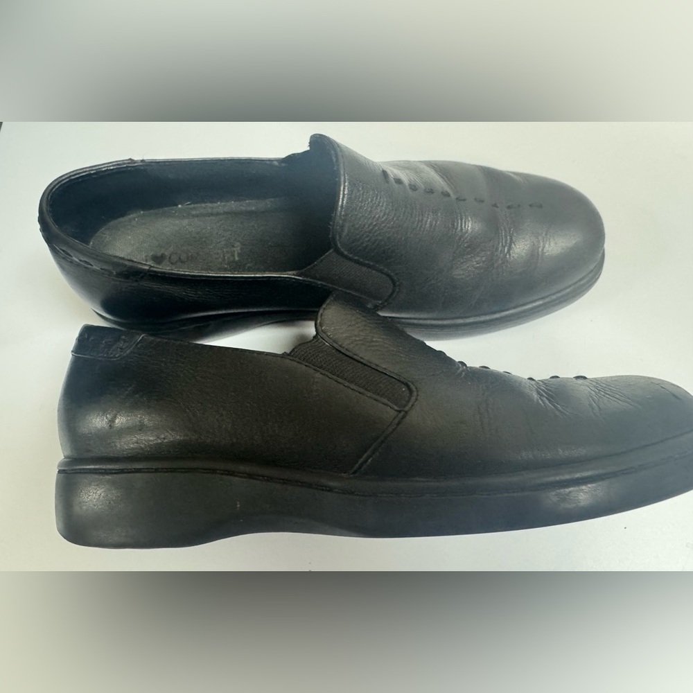 I Love Comfort Women Shoes Sz 7.5M Black Pebbled Leather Slip On Majestic Loafer